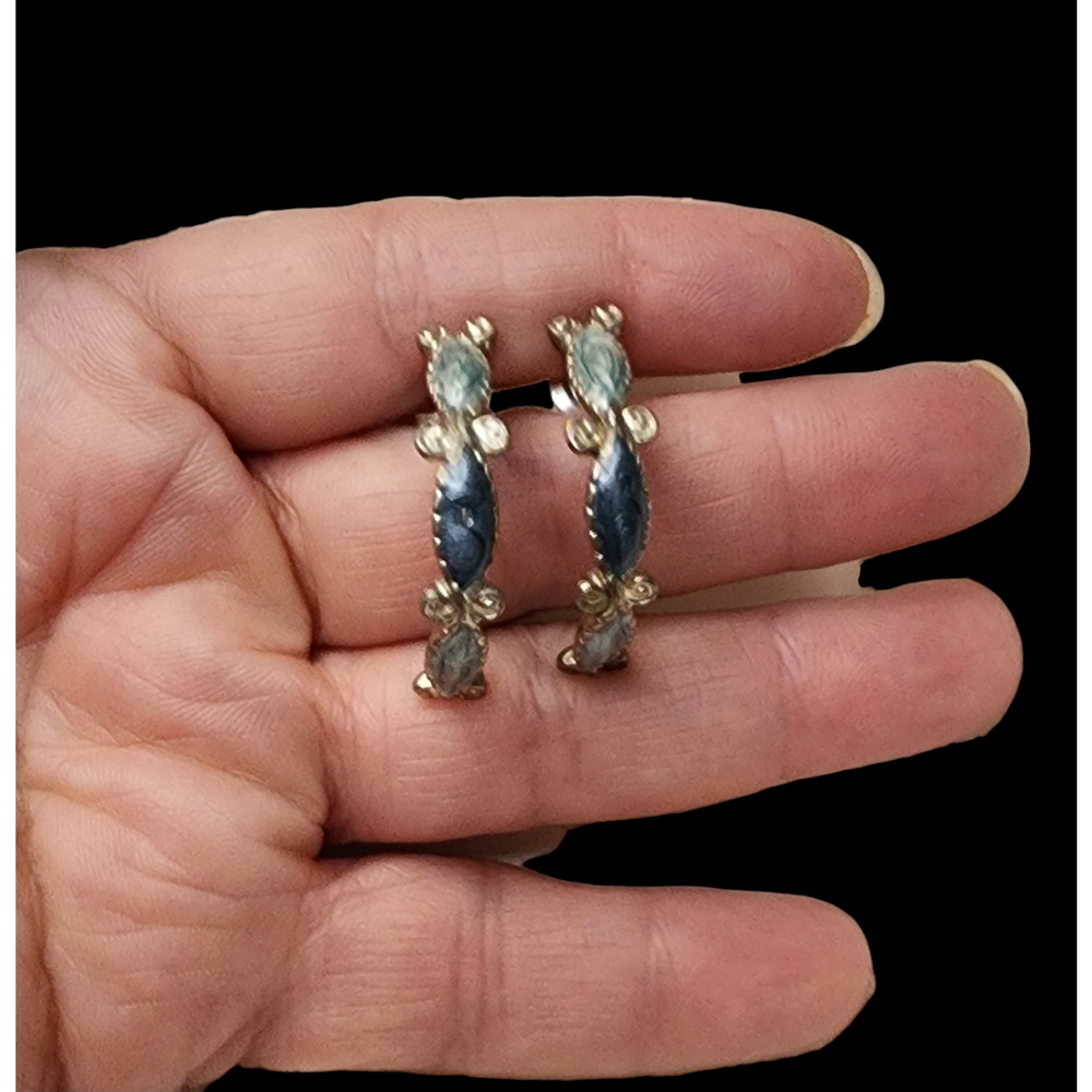 Unbranded silver plated blue resin cresent pierced earrings